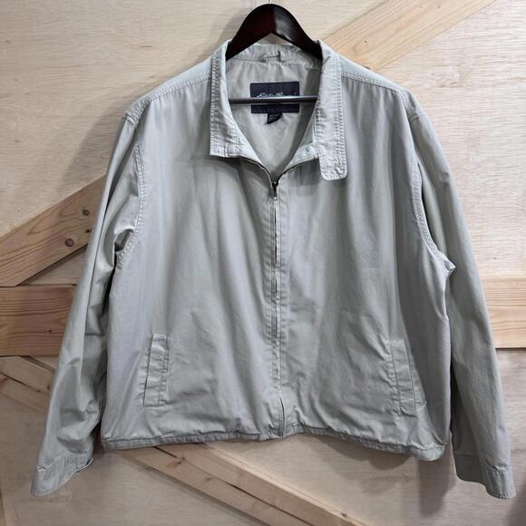 Eddie Bauer Jacket Mens 3XL Light Gray Full Zip Cotton Casual Classic Outerwear - Picture 1 of 10